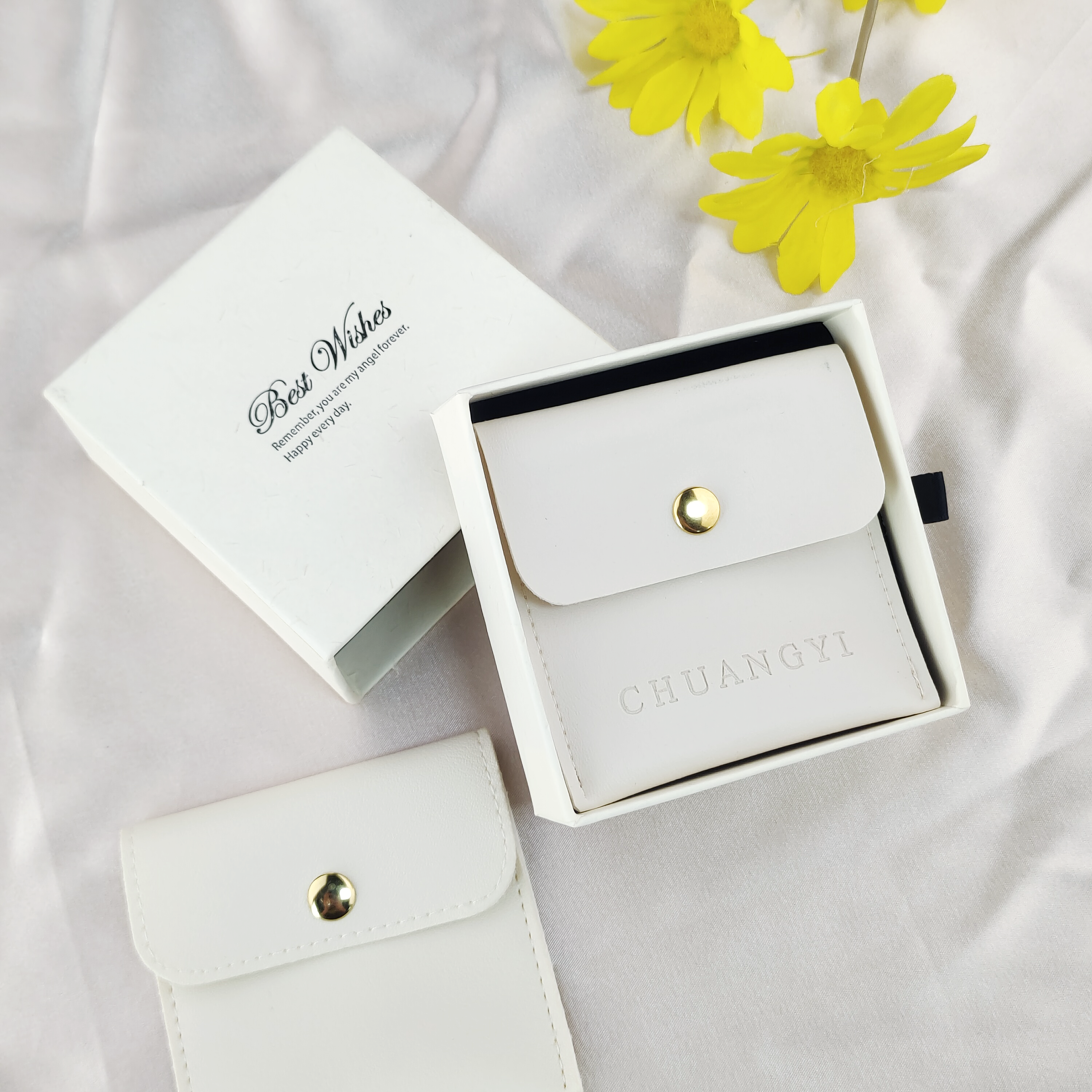 PU Leather Jewelry Pouch with Snap Button