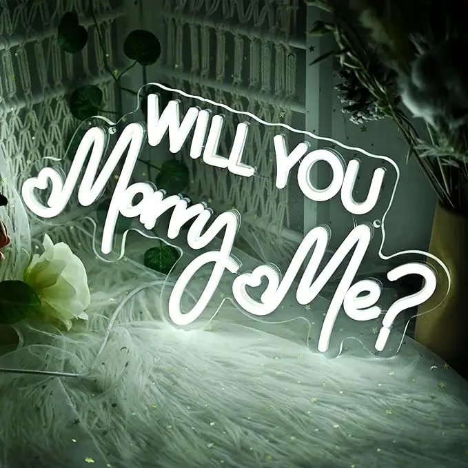 Will You Marry Me Neon Signs | Wedding Party Decorations and Valentines Day Wall Decor | Girlfriend Gifts-Will