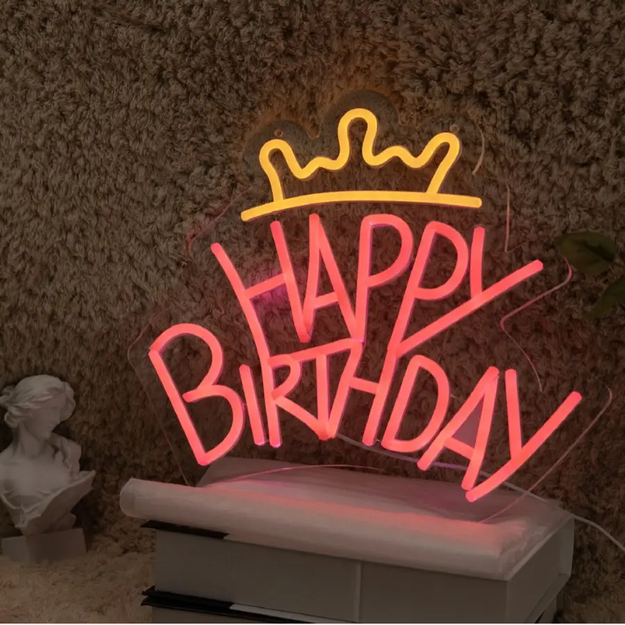 Happy Birthday Neon Sign | Birthday Party Home Decor | Birthday Gift