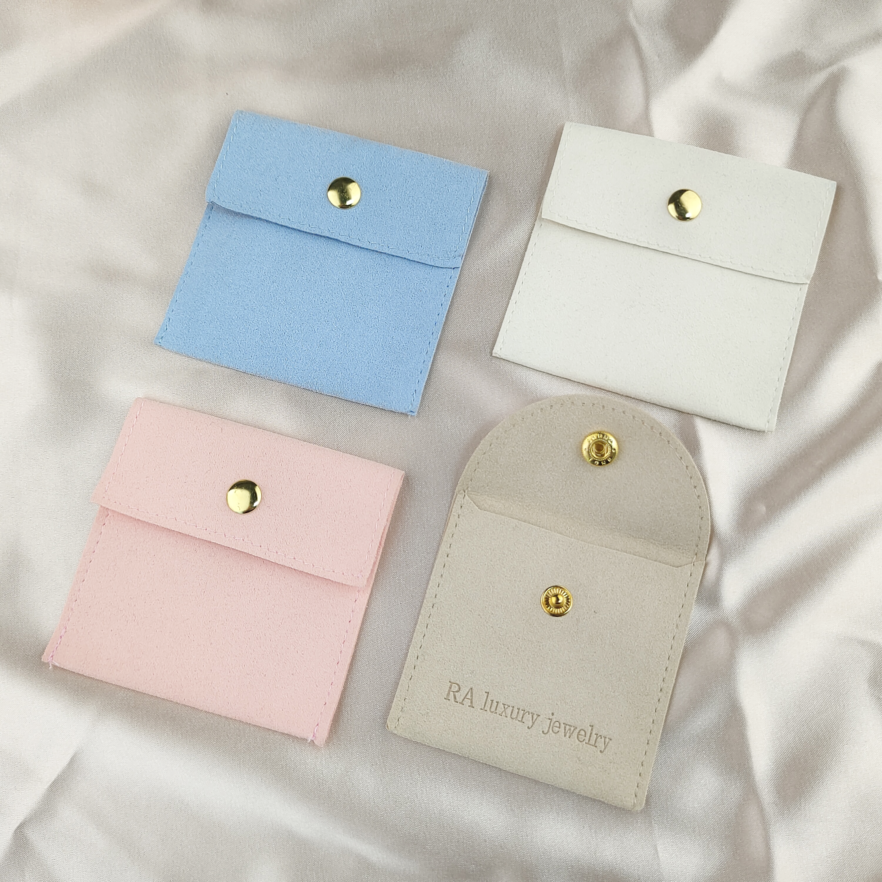 Microfiber Snap Button Jewelry Pouch