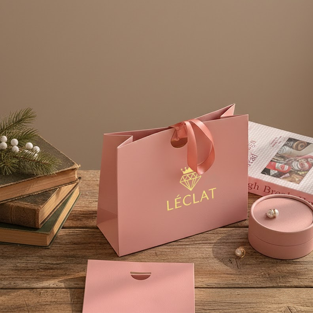 Luxury Custom Paper Bags, High-End Branded Paper Bag with Ribbon Handles