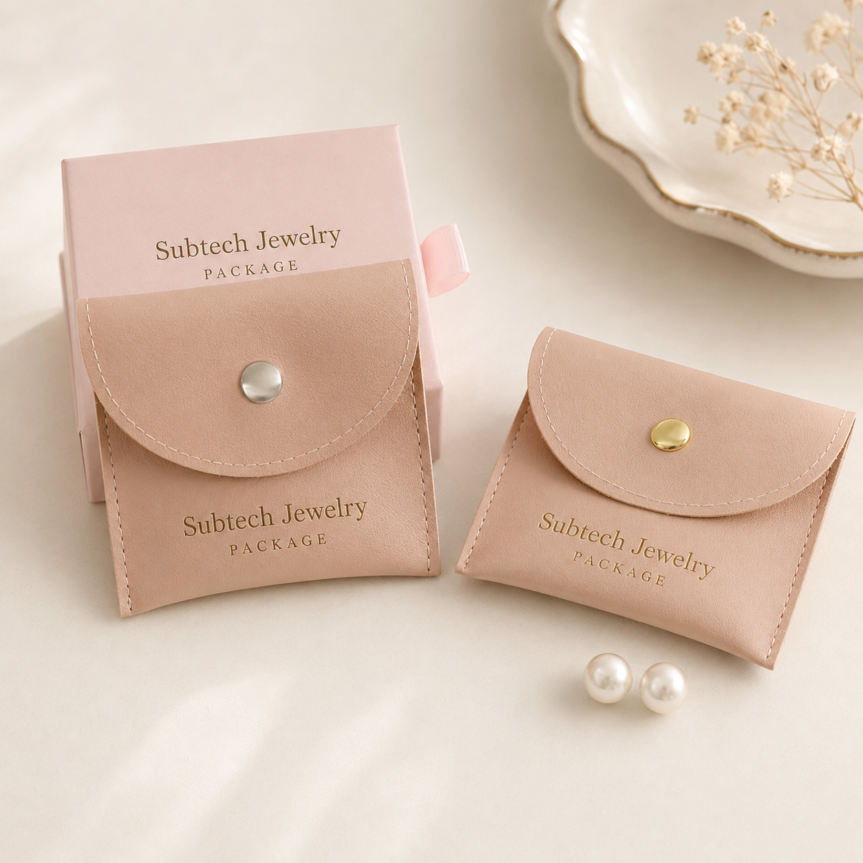 Factory Direct-sale PU Leather Jewelry Bag, Snap Case for Necklace and Ring Storage