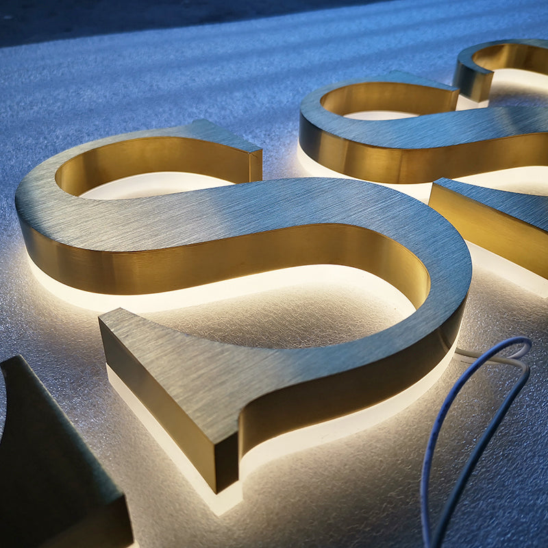 Brushed Stainless Stell Business Signs | LED Channel Backlit Letters
