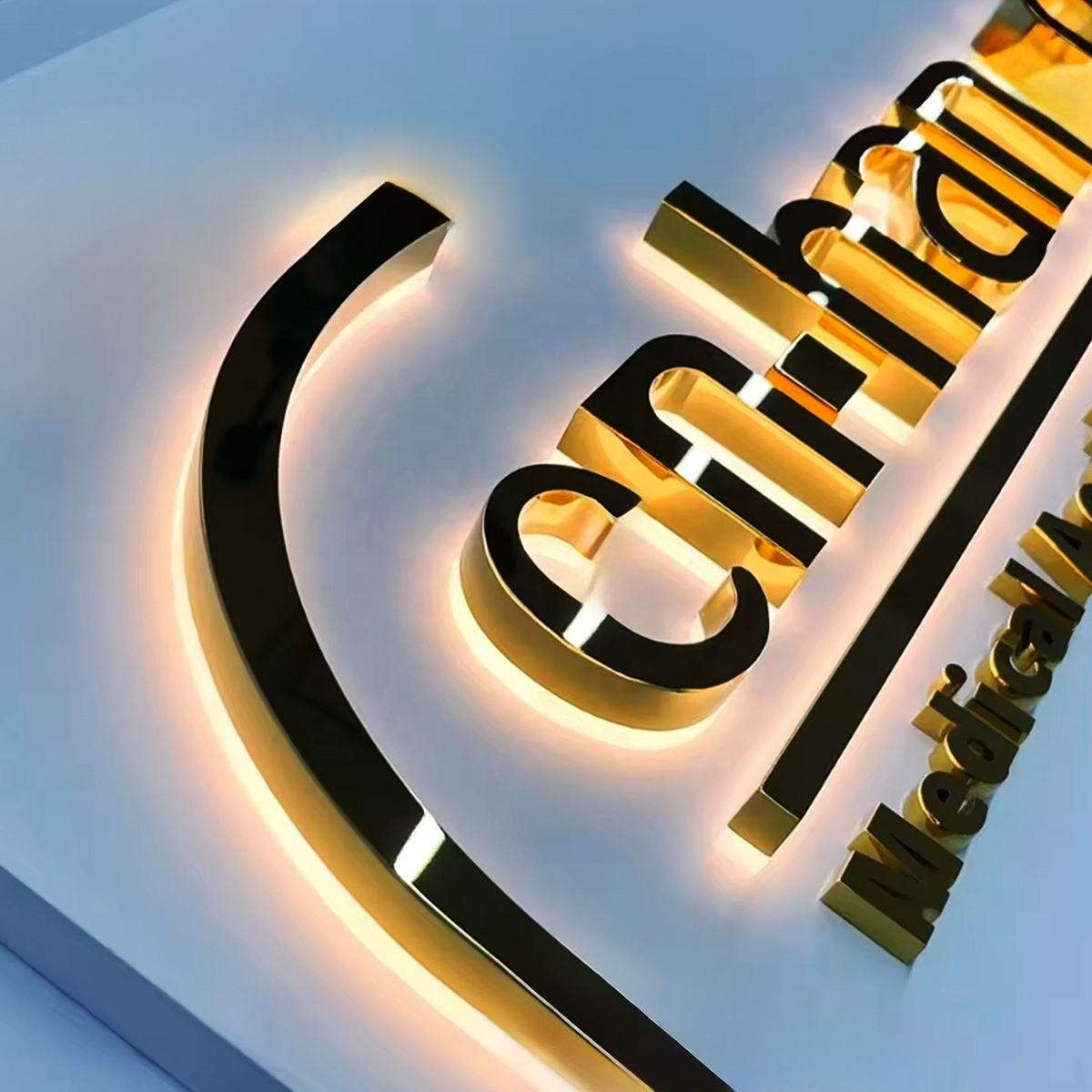 Mirror Metal LED Backlit Sign for Business Company Studio