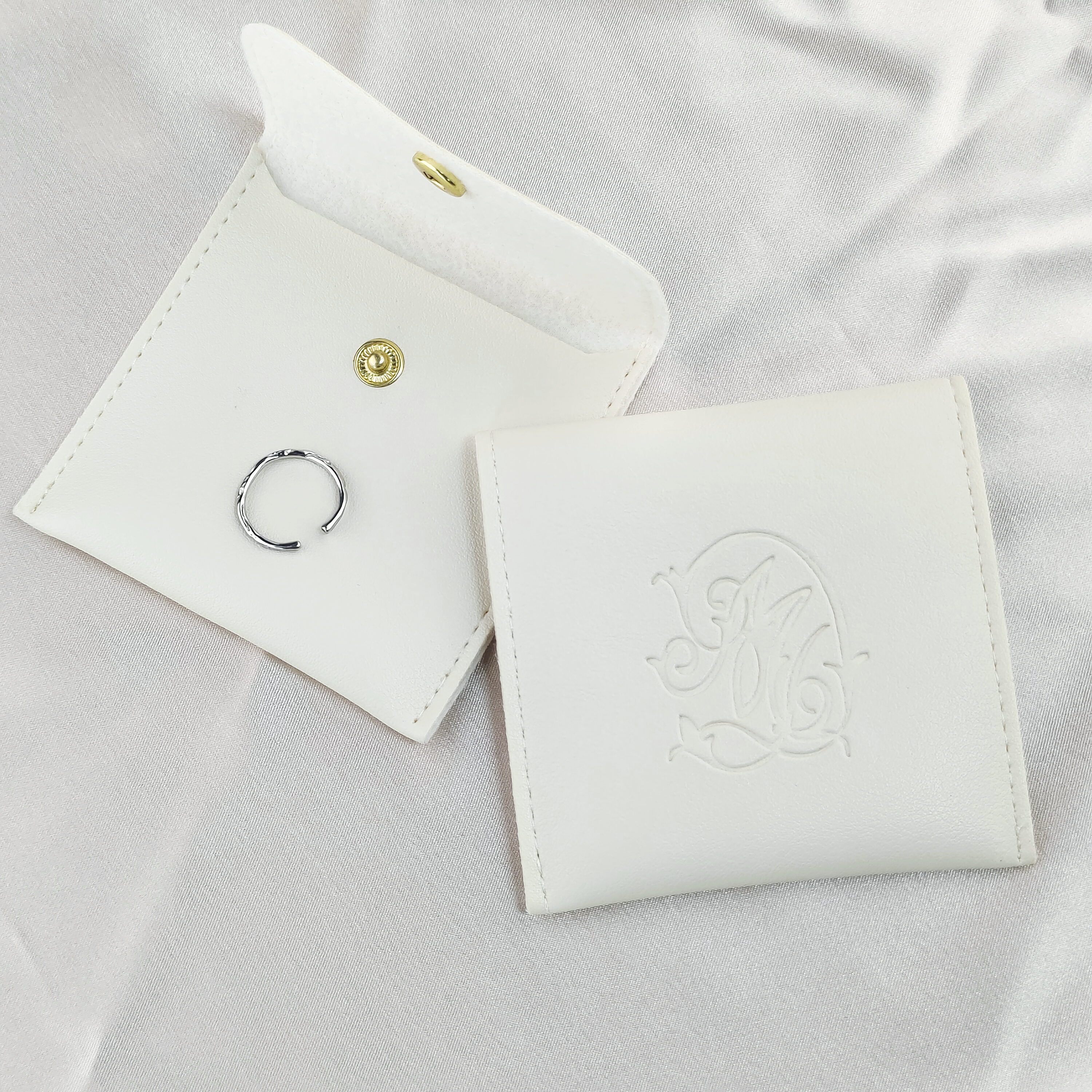 PU Leather Jewelry Pouch with Snap Button