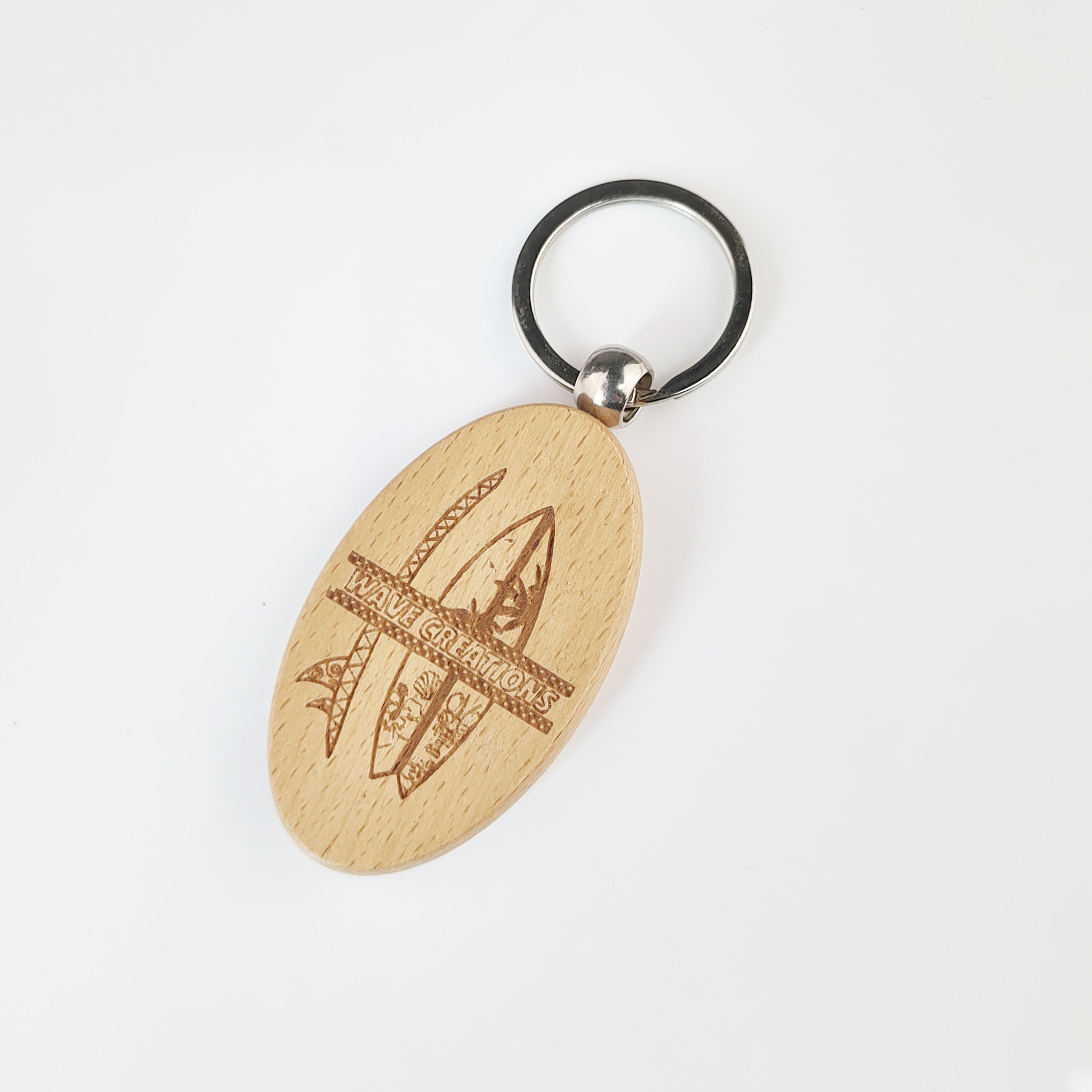 Custom Beech Wood Keychain with Engraving Design Logo