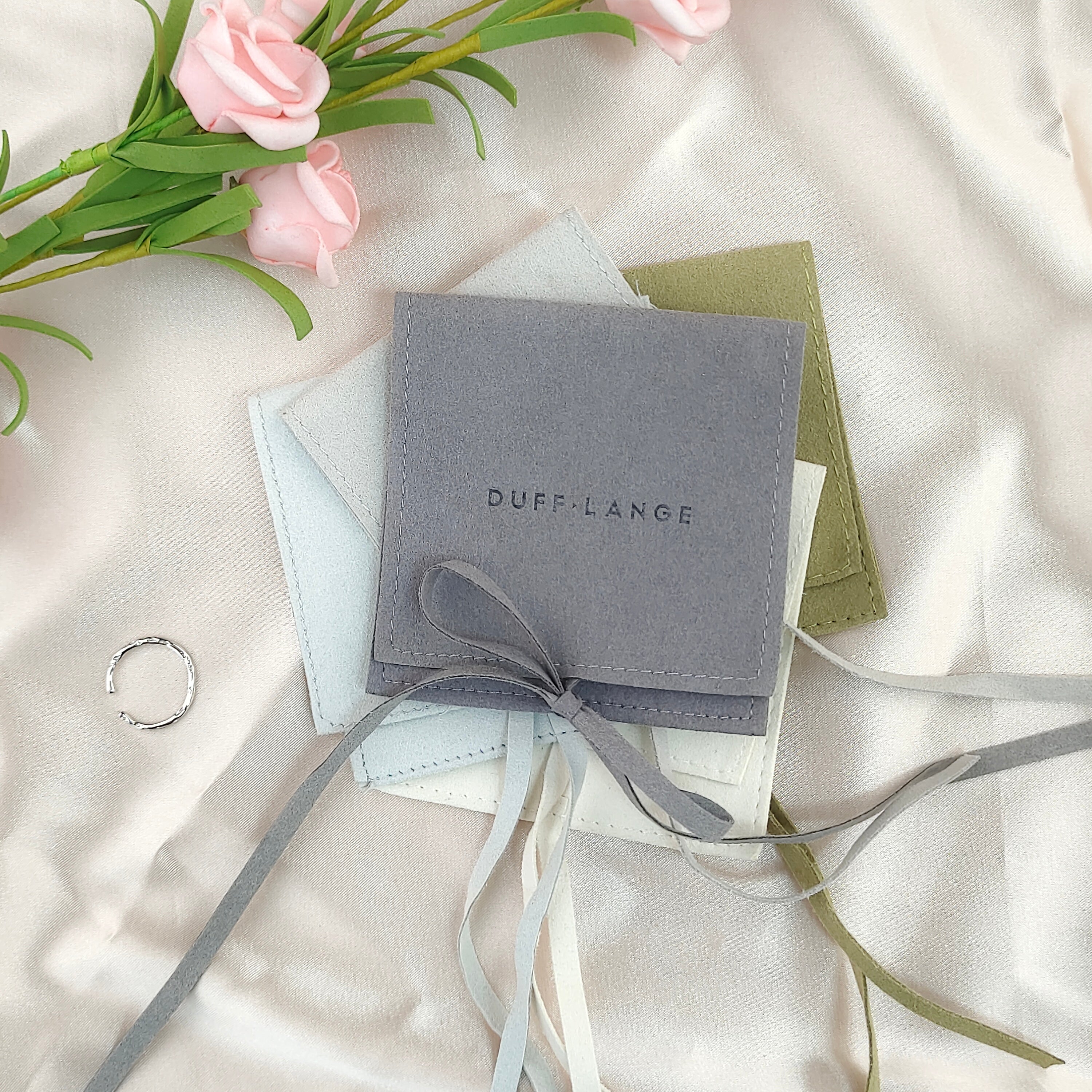 Branded Microfiber Jewelry Pouch Bow Style