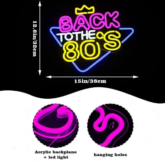 Back to the 80's Neon Signs | Business Signs for Party and Bar