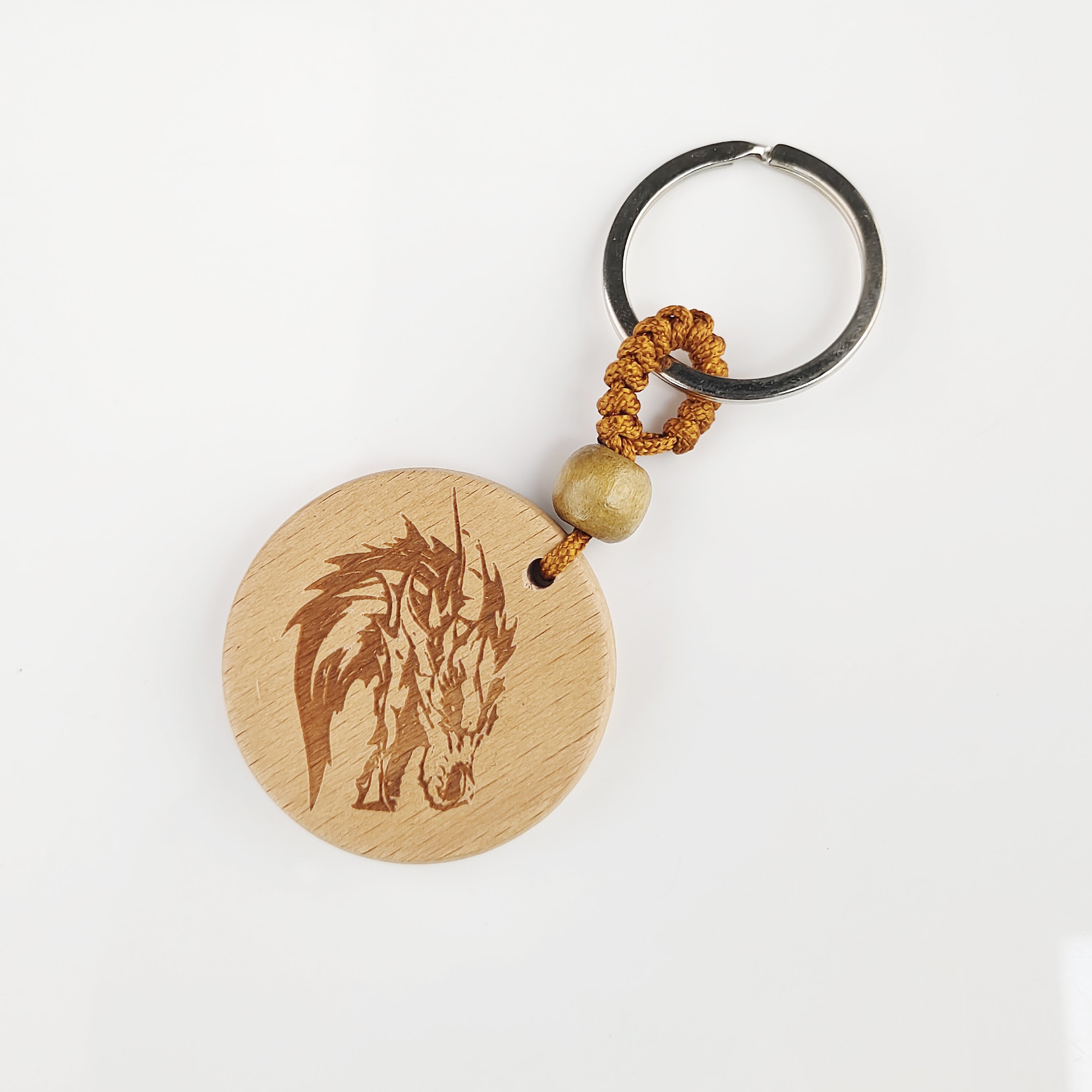 Custom Beech Wood Keychain with Engraving Design Logo