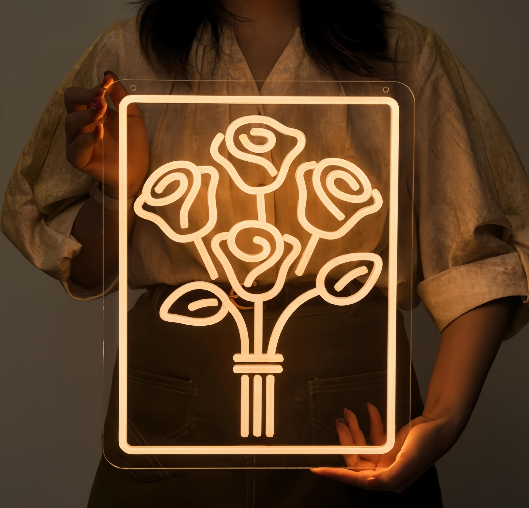 Rose Flower Led Neon Room Wedding Decor
