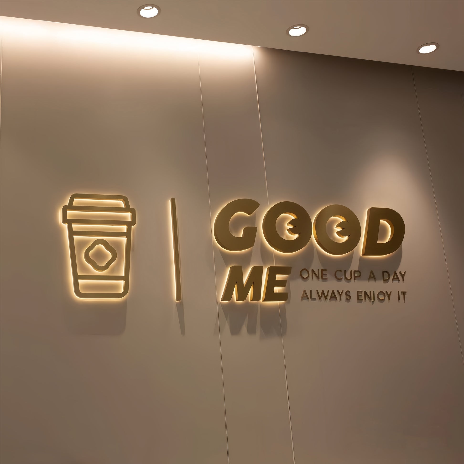 Custom Gold Metal Backlit Sign for Business Office Logo