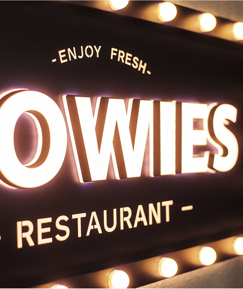 LED Bulb Light Box | Advertising Boards Meatal Shop Sign | Restaurant Bar Business Signage