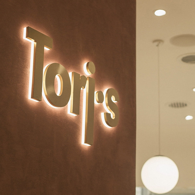 Brushed Metal Backlit Business Sign for Wall Decor