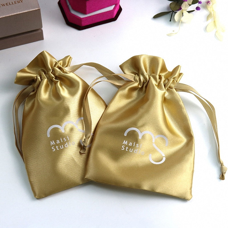 Branded Satin String Jewelry Bag