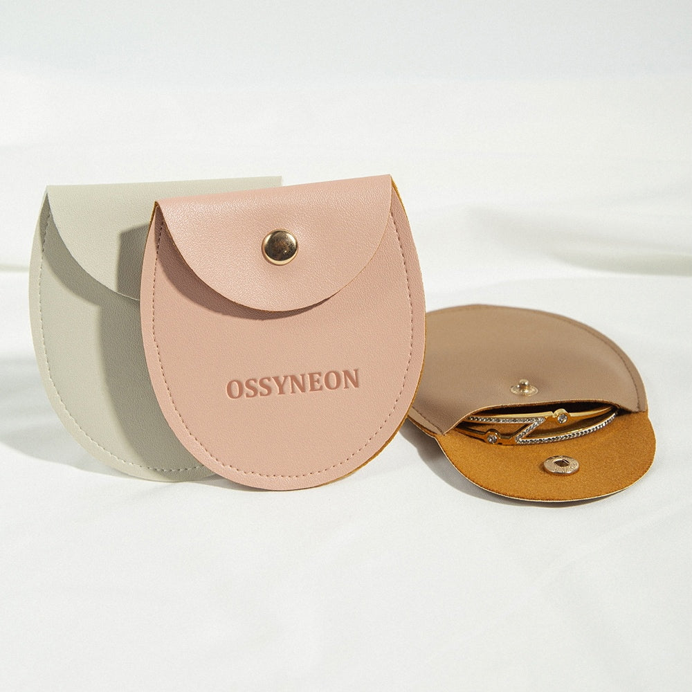 PU Leather Snap Jewelry Oval Bag