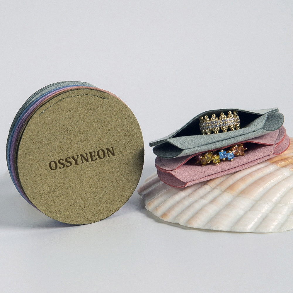 Round Microfiber Jewelry Soft Pouch for Earrings, Rings, Bracelets