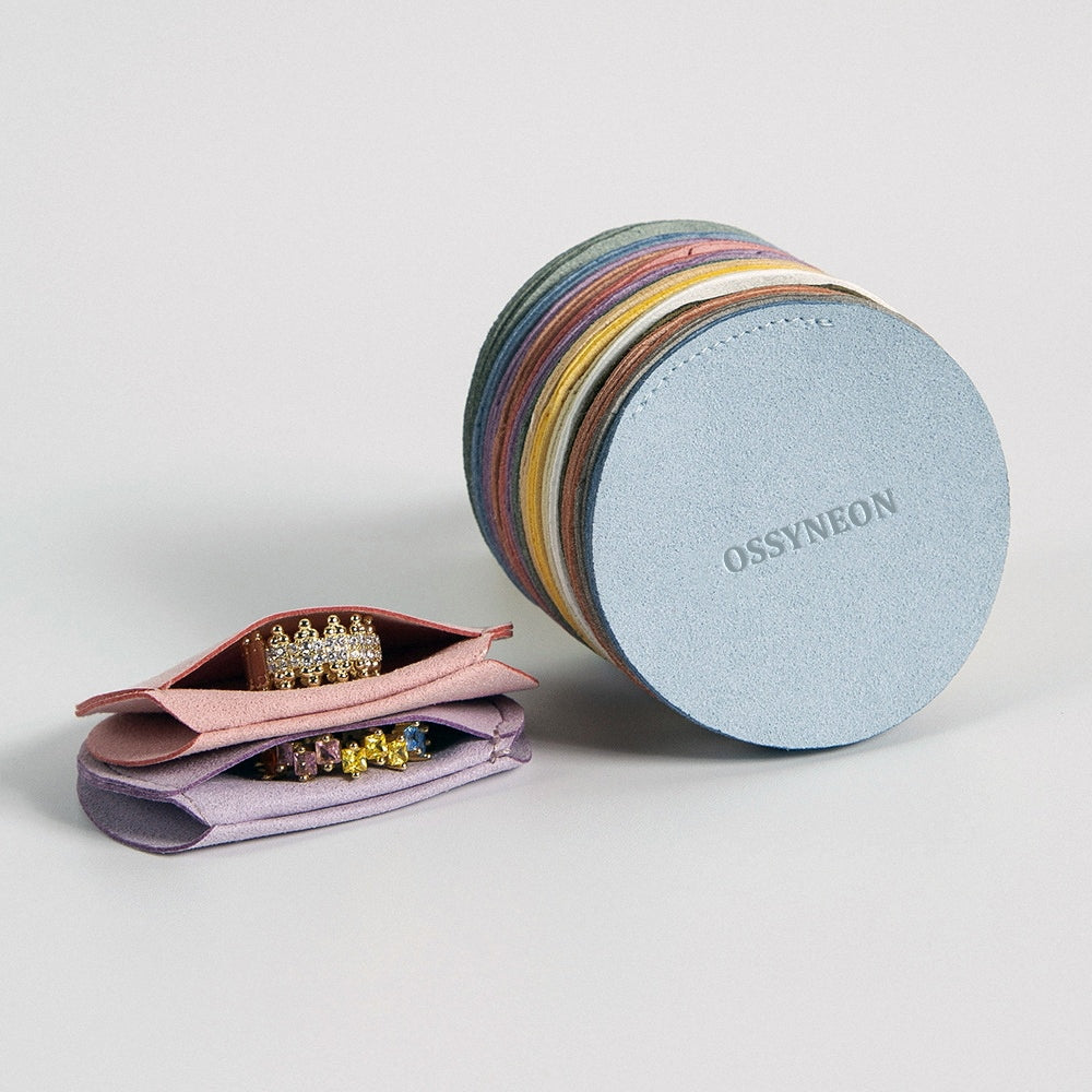 Round Microfiber Jewelry Soft Pouch for Earrings, Rings, Bracelets