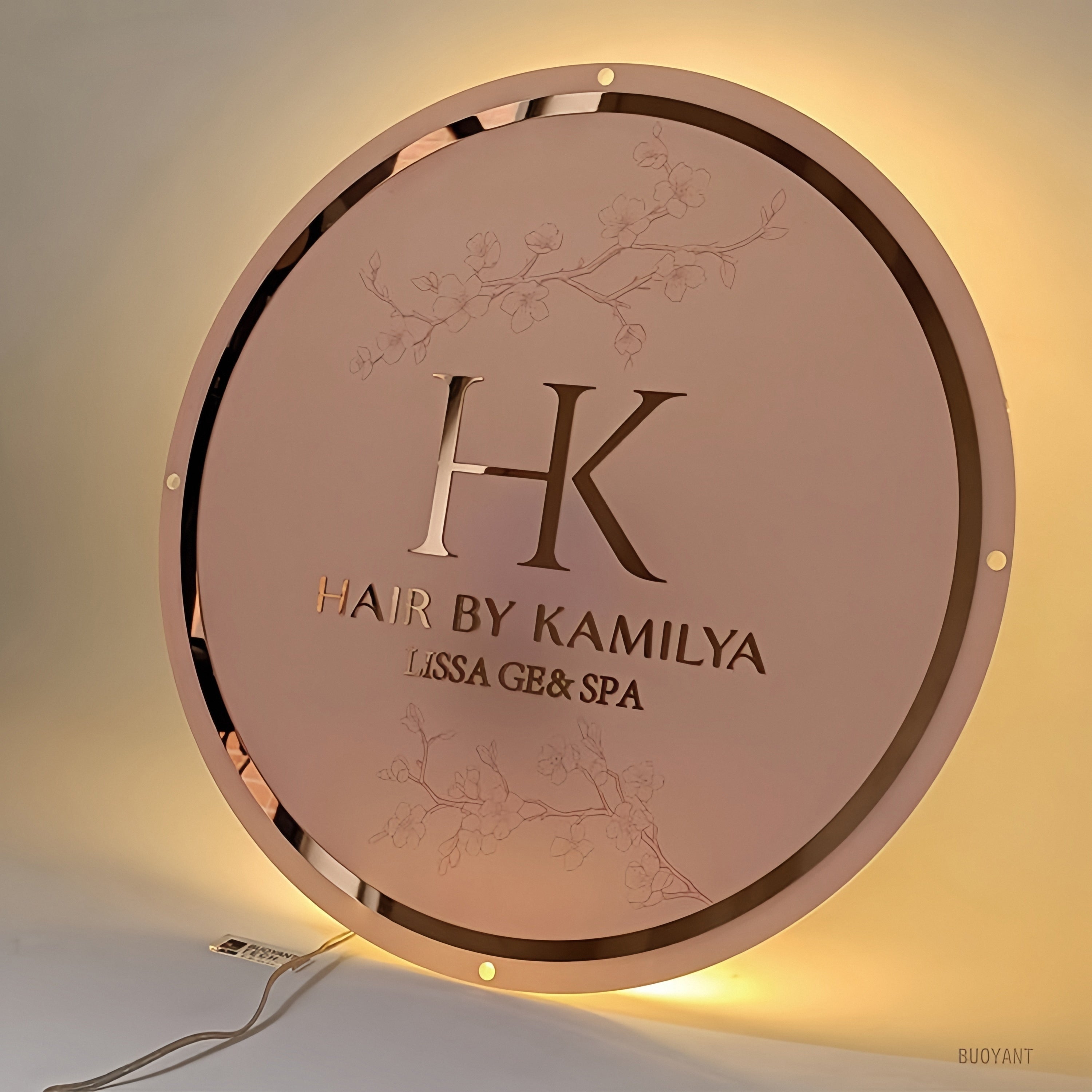 Pink Acrylic Backlit Sign for Beauty Salon Studio