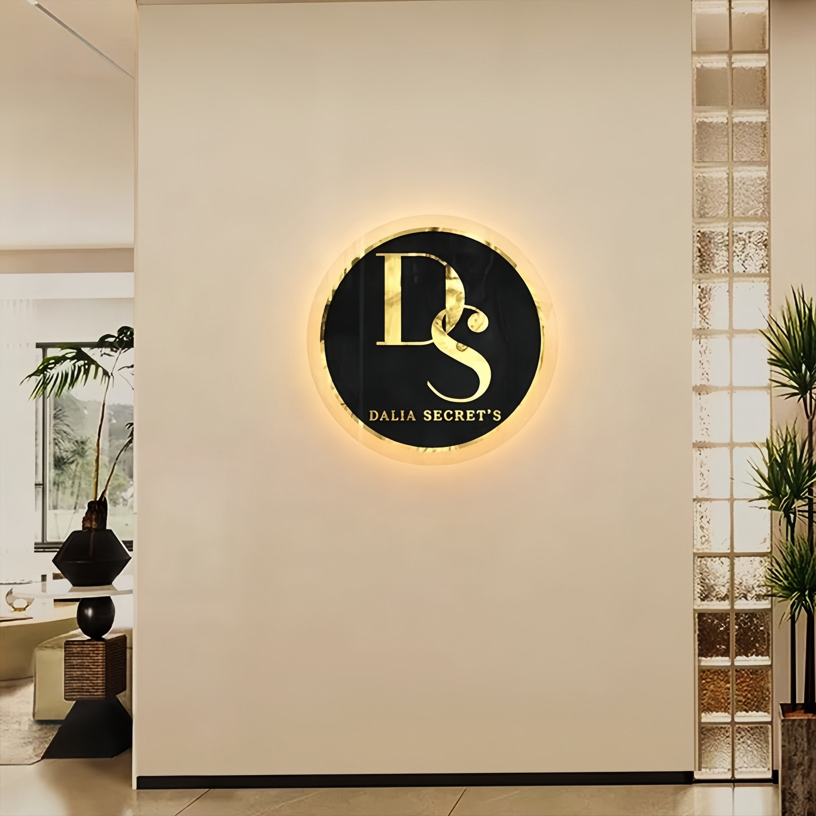 Personazlied Black Acrylic Backlit Sign Office Reception Wall Sign