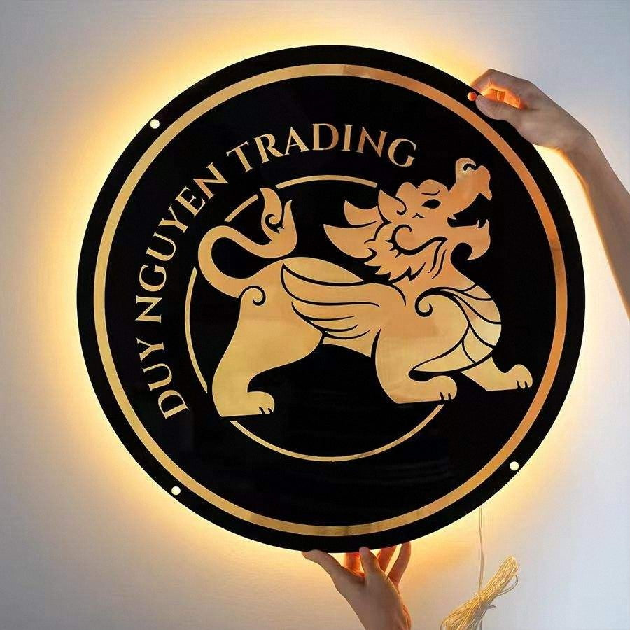 Personazlied Black Acrylic Backlit Sign Office Reception Wall Sign