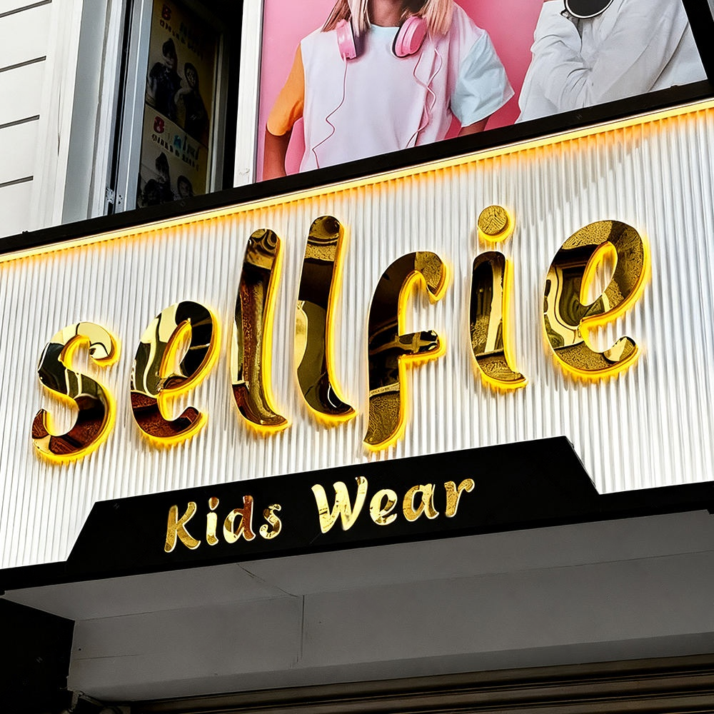 Mirror Metal LED Backlit Sign for Business Company Studio