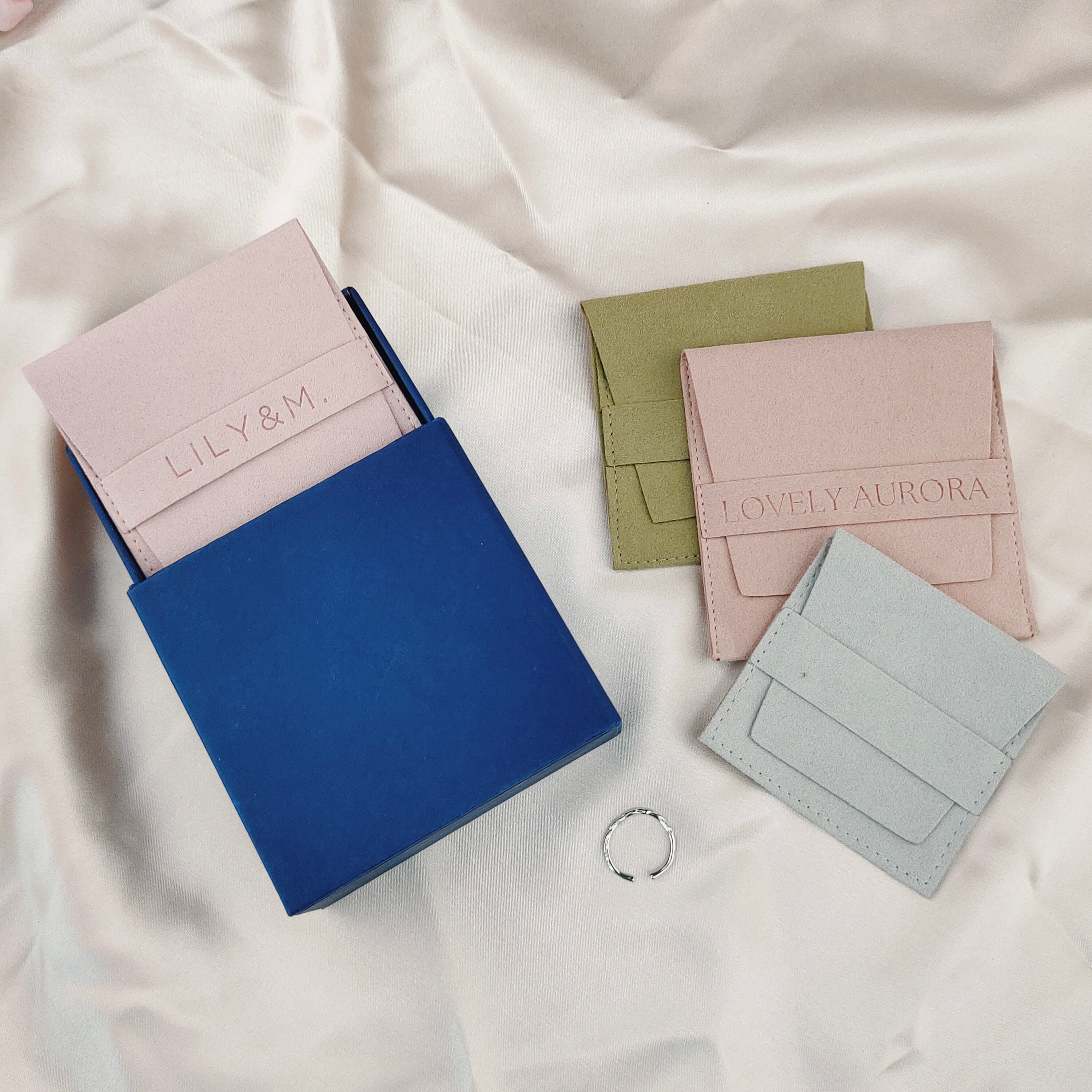 Envelope Style Custom Microfiber Jewelry Pouch with Branded Logo