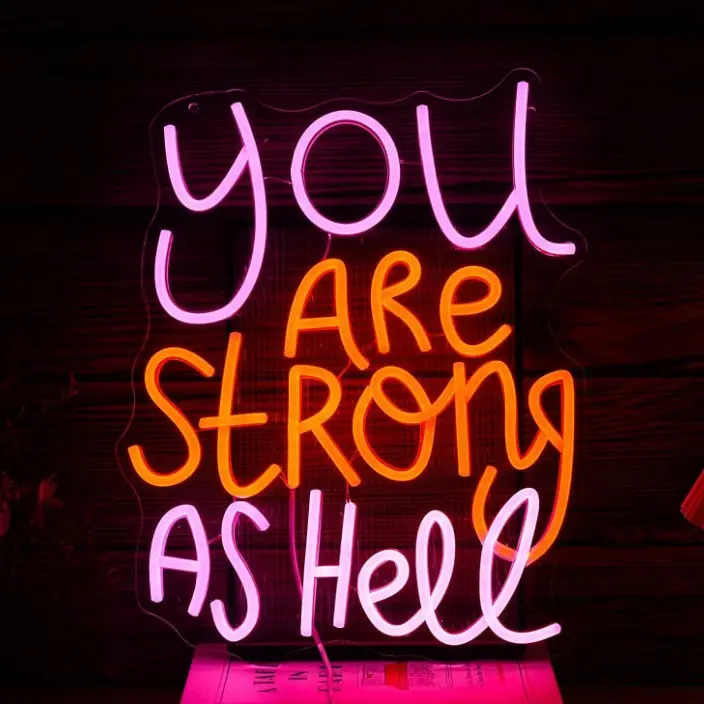 You Are Strong As Hell LED Neon | Wall Decor for Gym