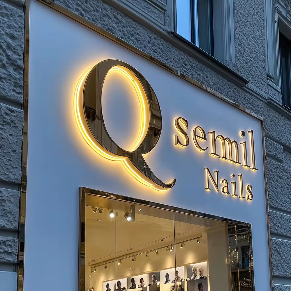 Mirror Metal LED Backlit Sign for Business Company Studio