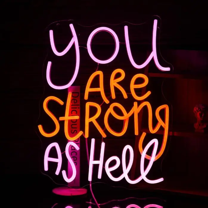 You Are Strong As Hell LED Neon | Wall Decor for Gym