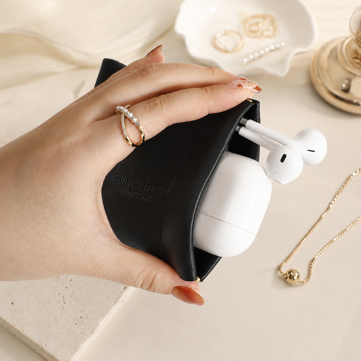 100pcs Customized Clip-on Jewelry Storage Pouch for Bluetooth Earphone USB and Bracelet
