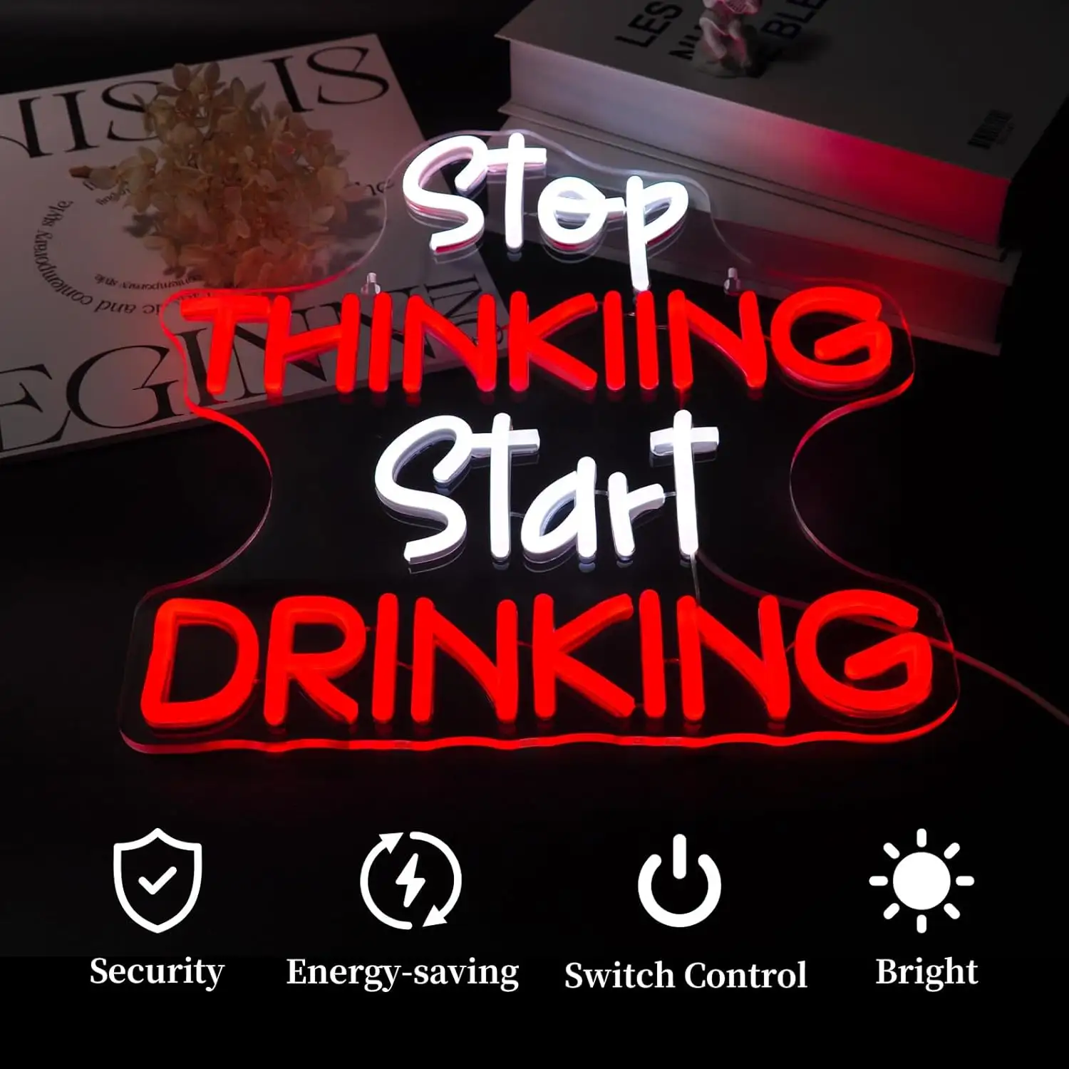Start Drinking Neon Signs | Text Words LED Neon Nightclub Restaurant Shop Sign