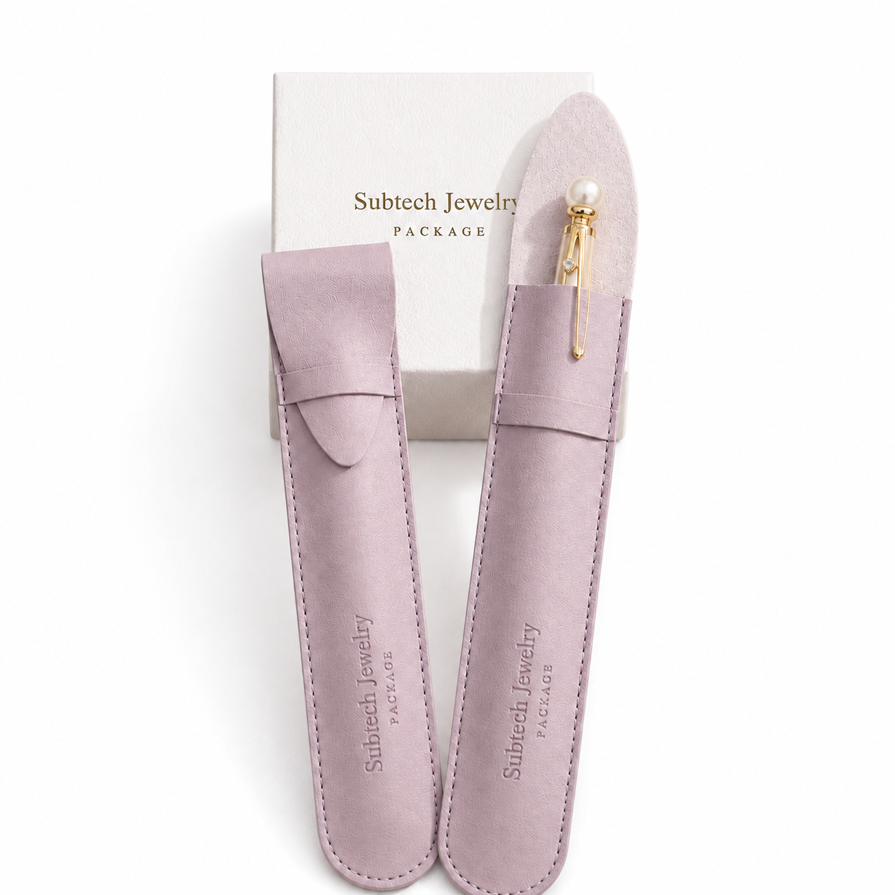 Custom PU Leather Pen Holder with Embossed Logo, Makeup Brush Cover