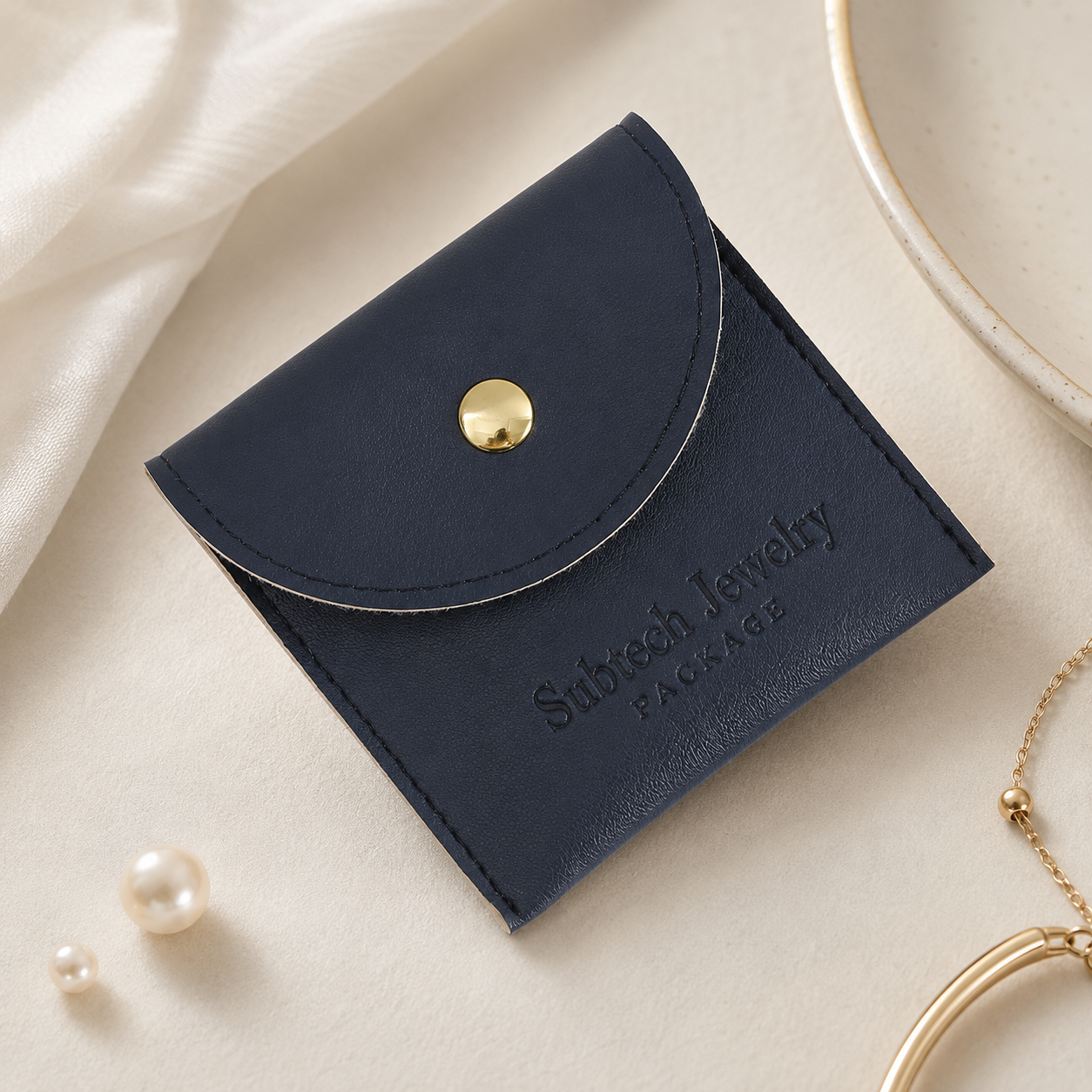 Factory Direct-sale PU Leather Jewelry Bag, Snap Case for Necklace and Ring Storage