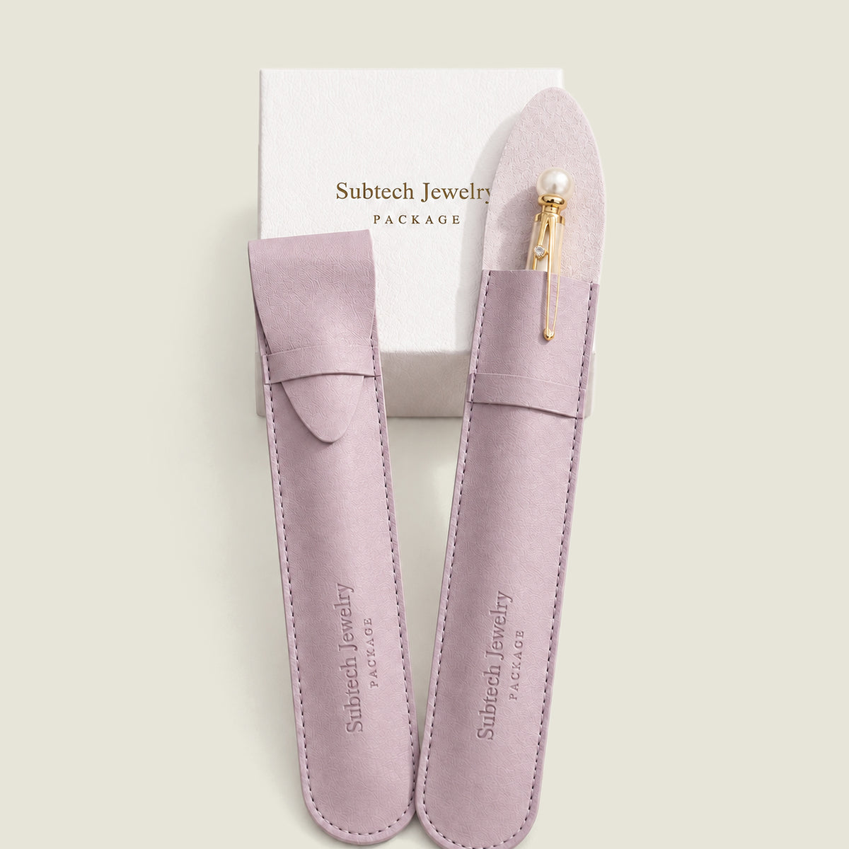 Custom PU Leather Pen Holder with Embossed Logo, Makeup Brush Cover