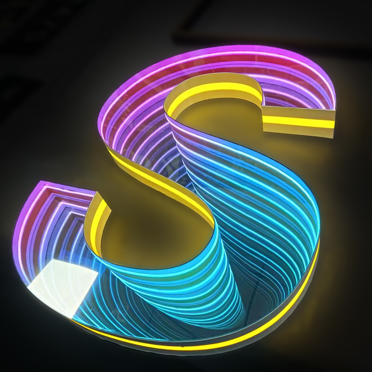LED Infinite Mirror Letters | Custom Infinity Mirror Sign | 3D Front-lit Signs | Bar Club Business Name Sign