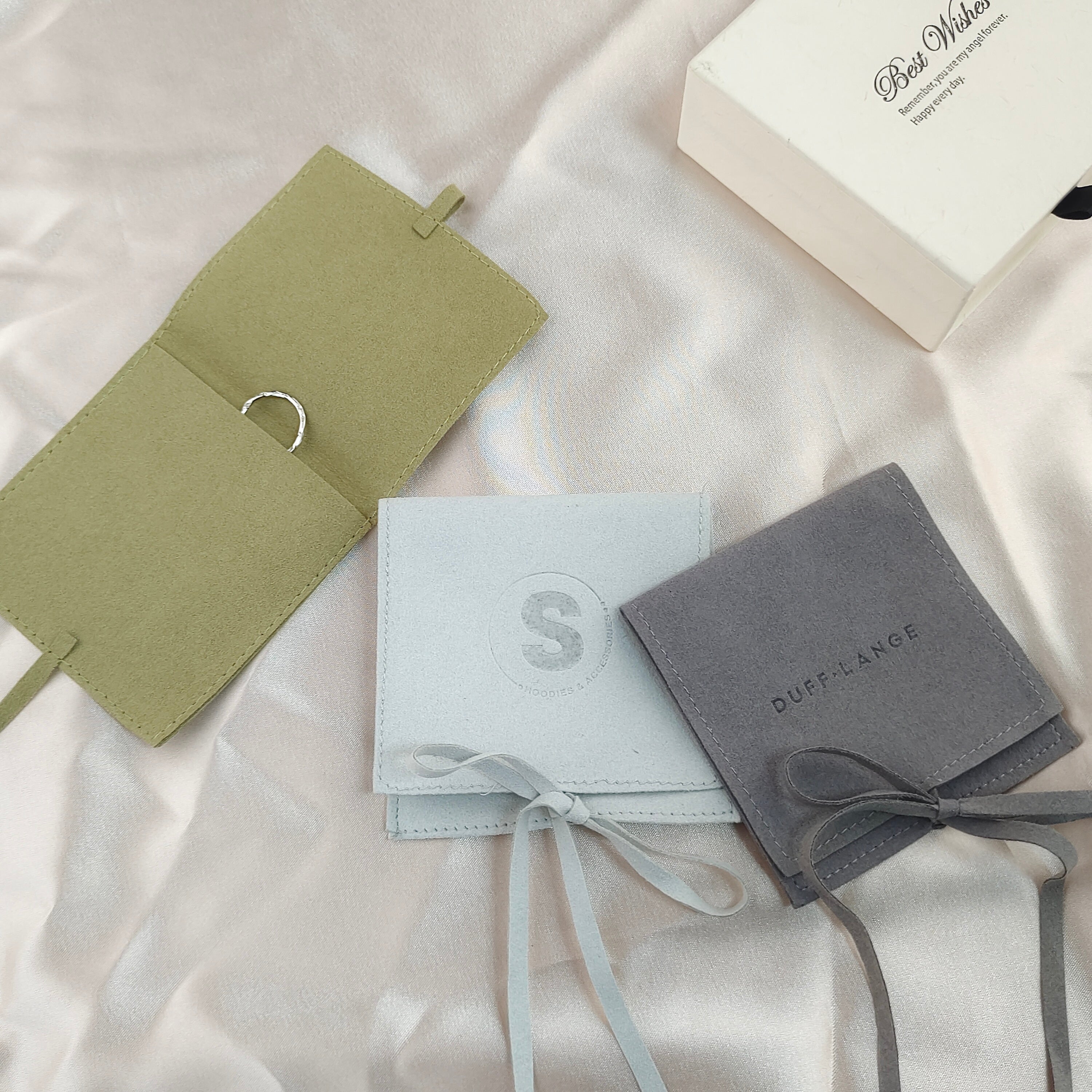 Branded Microfiber Jewelry Pouch Bow Style