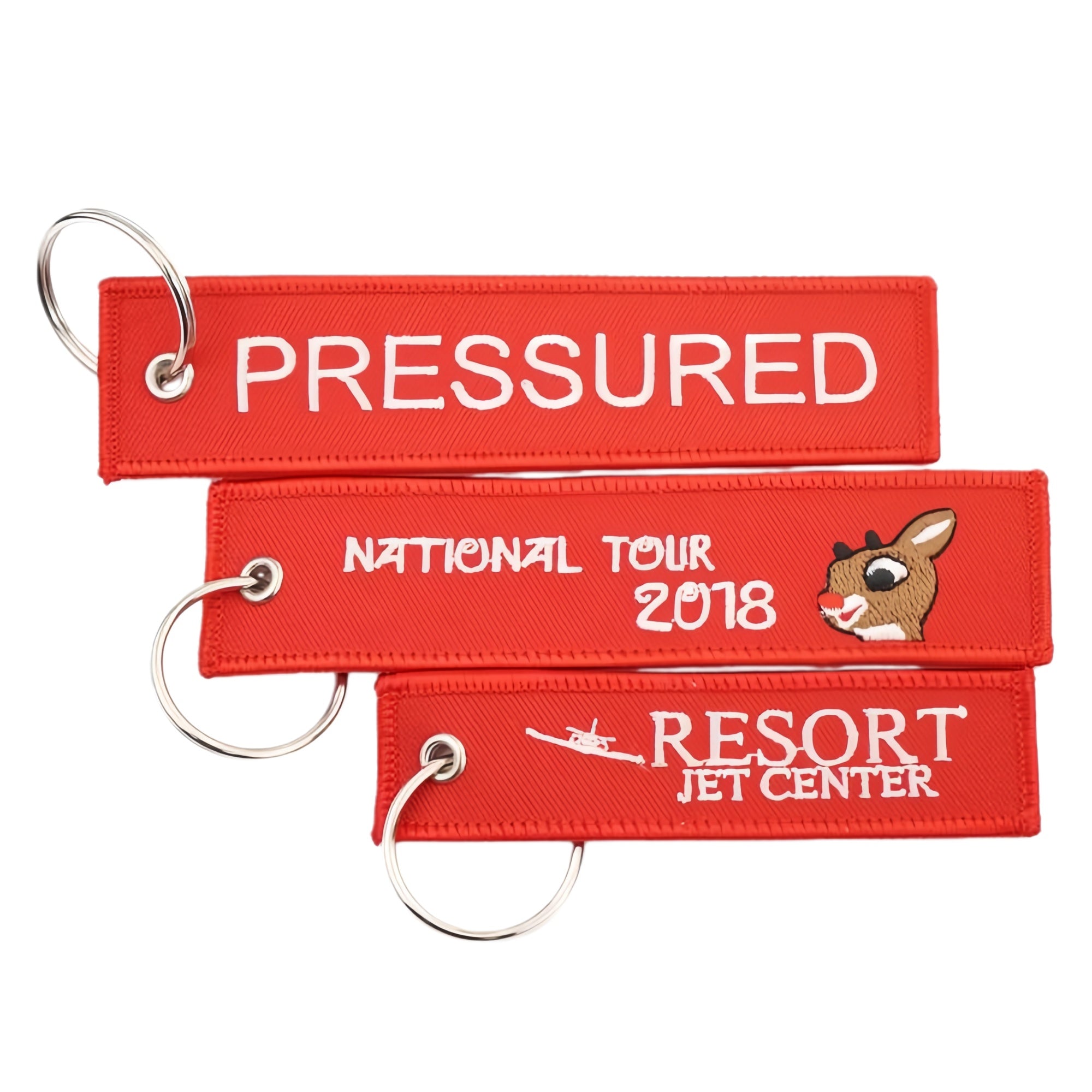 Custom Woven Embroidery Keychain, Personalized Double-Sided Keytag