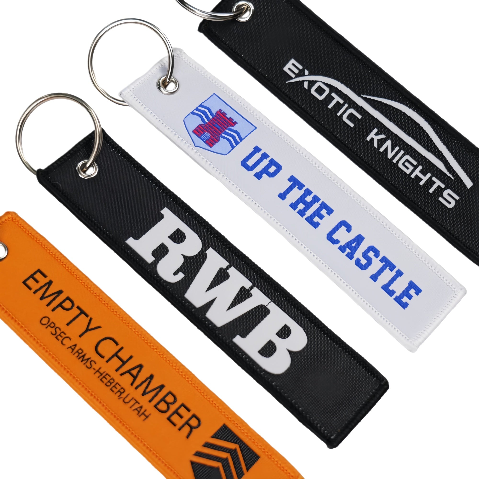 Custom Woven Embroidery Keychain, Personalized Double-Sided Keytag