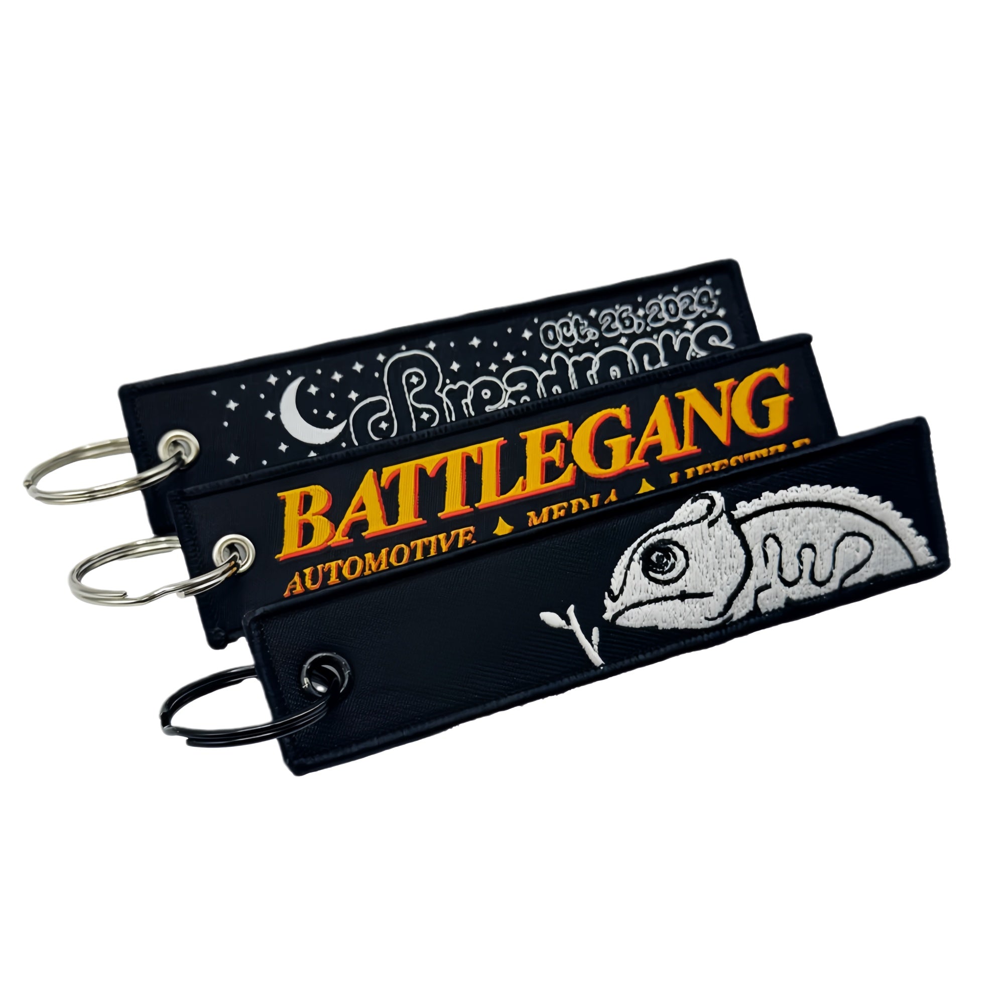 Custom Woven Embroidery Keychain, Personalized Double-Sided Keytag